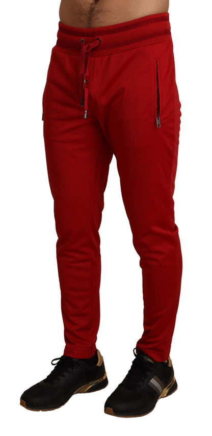 Red Polyester Logo Plaque Sweatpants