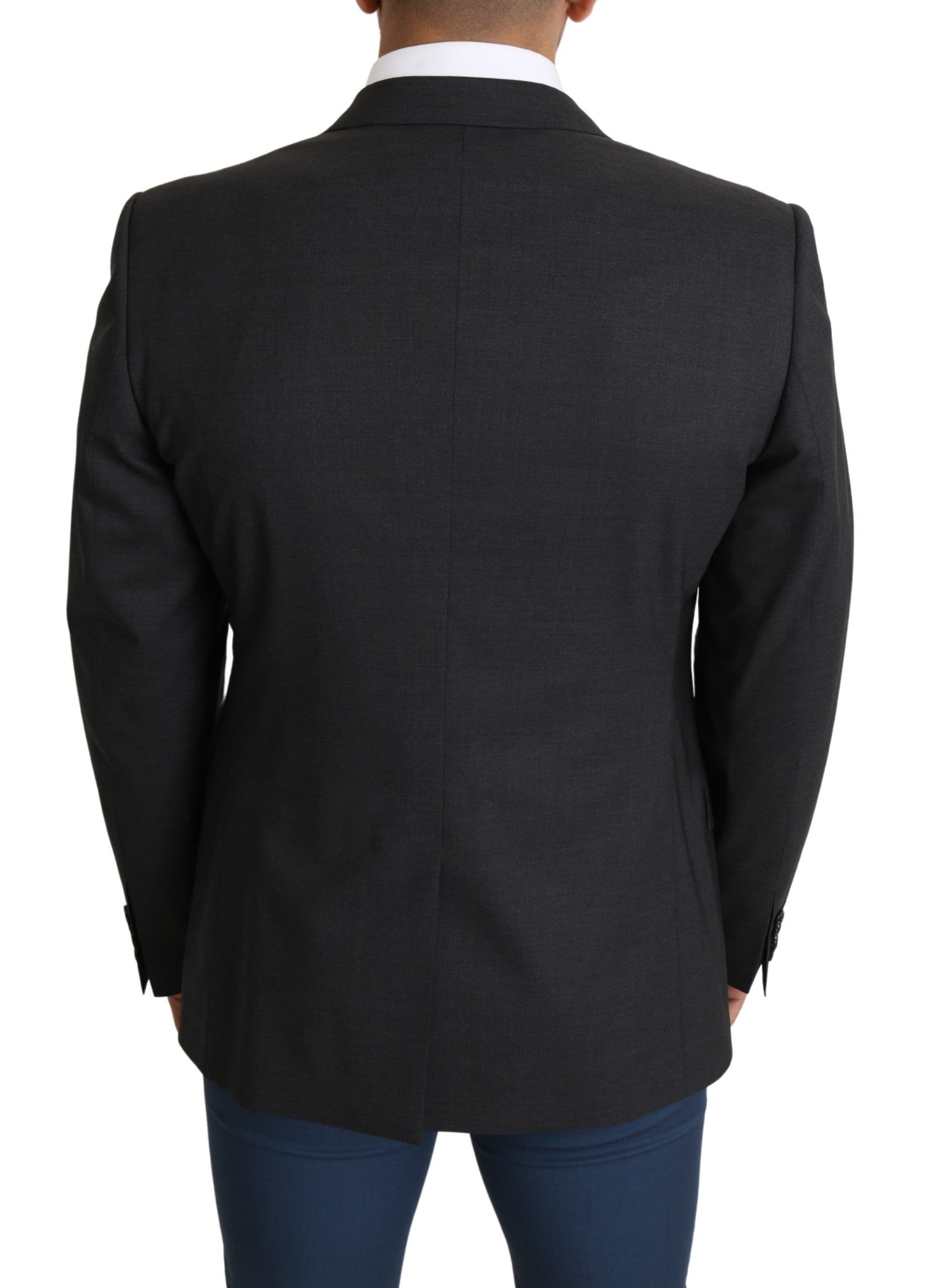 Gray Wool Single Breasted Coat Blazer - Designed by Dolce & Gabbana Available to Buy at a Discounted Price on Moon Behind The Hill Online Designer Discount Store