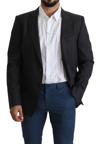 Gray Wool Single Breasted Coat Blazer - Designed by Dolce & Gabbana Available to Buy at a Discounted Price on Moon Behind The Hill Online Designer Discount Store
