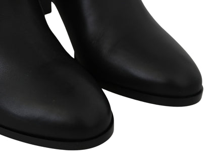 Jimmy Choo Madalie 80 Black Leather Boots - Designed by Jimmy Choo Available to Buy at a Discounted Price on Moon Behind The Hill Online Designer Discount Store
