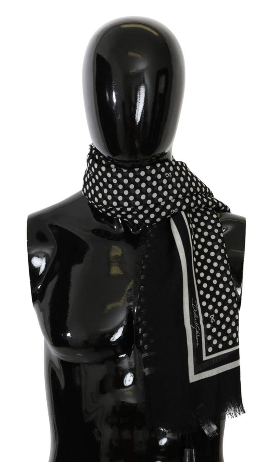 Dolce & Gabbana Black Dotted Wrap Shawl Cashmere Scarf - Designed by Dolce & Gabbana Available to Buy at a Discounted Price on Moon Behind The Hill Online Designer Discount Store