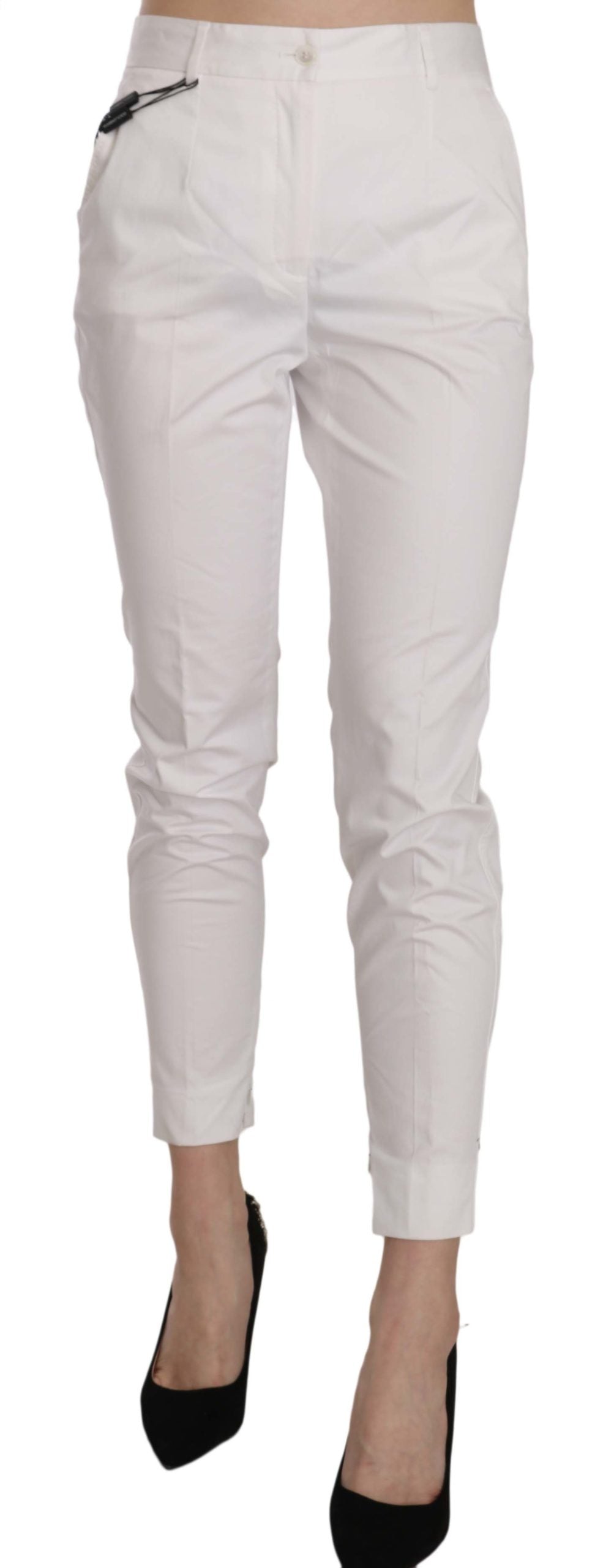 White High Waist Skinny Cropped Trouser Pants designed by Dolce & Gabbana available from Moon Behind The Hill's Women's Clothing range