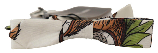 Dolce & Gabbana White Pattern Silk Adjustable Neck Papillon Bow Tie - Designed by Dolce & Gabbana Available to Buy at a Discounted Price on Moon Behind The Hill Online Designer Discount Store