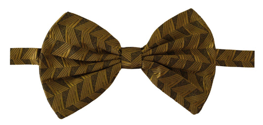 Dolce & Gabbana Gold Fantasy Print Adjustable Neck Papillon Bow Tie - Designed by Dolce & Gabbana Available to Buy at a Discounted Price on Moon Behind The Hill Online Designer Discount Store