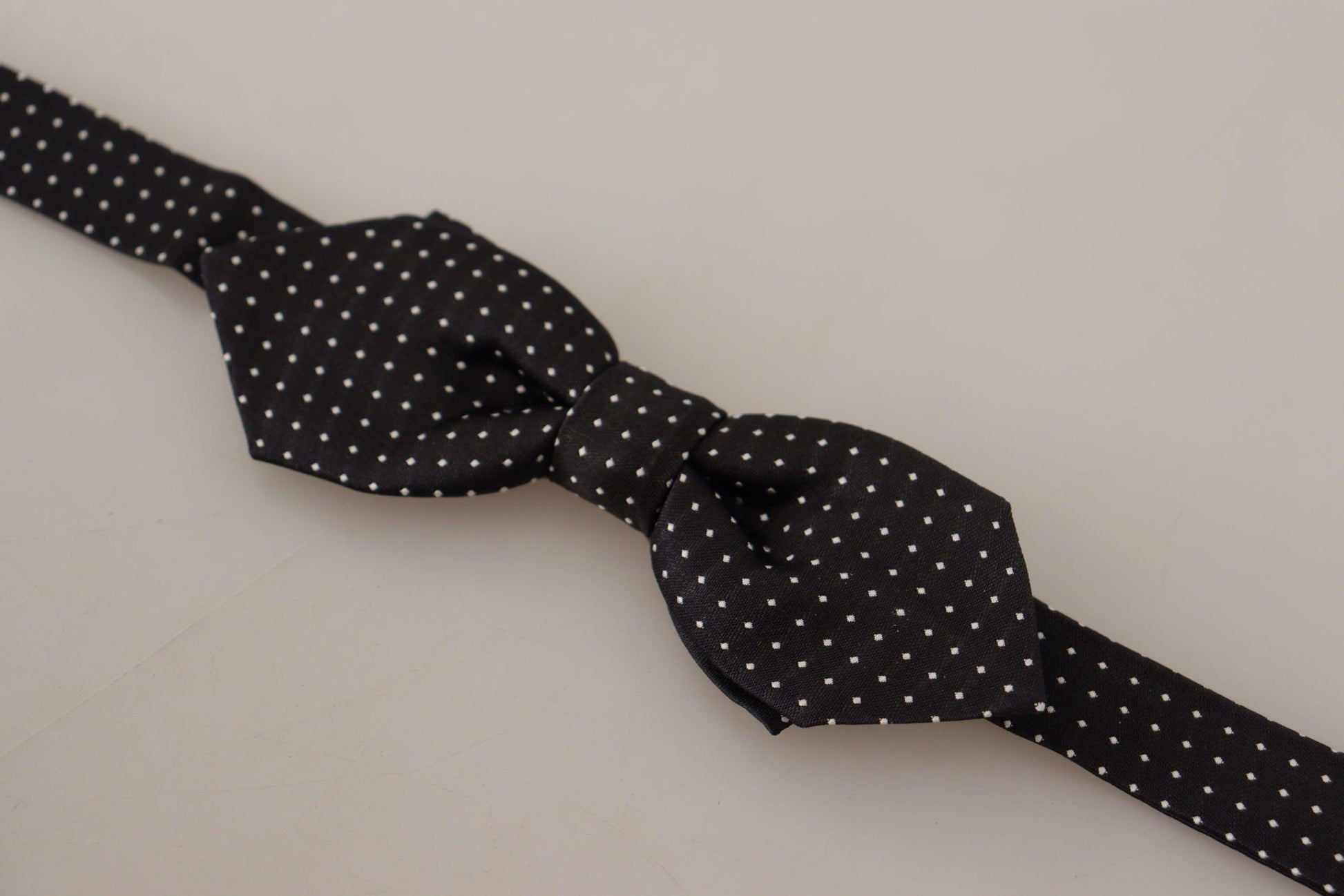 Dolce & Gabbana Black White Polka Dot Adjustable Neck Papillon Bow Tie - Designed by Dolce & Gabbana Available to Buy at a Discounted Price on Moon Behind The Hill Online Designer Discount St