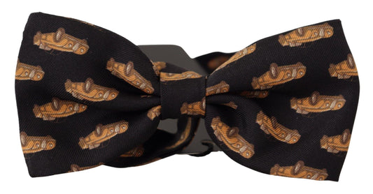 Dolce & Gabbana Black Orange Car print Adjustable Neck Papillon Bow Tie - Designed by Dolce & Gabbana Available to Buy at a Discounted Price on Moon Behind The Hill Online Designer Discount S