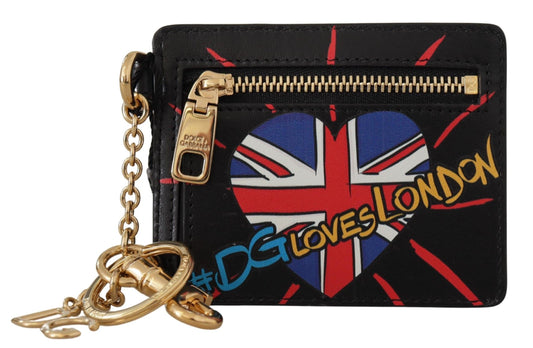 Dolce & Gabbana Black Leather #DGLovesLondon Keyring Cardholder Coin Case - Designed by Dolce & Gabbana Available to Buy at a Discounted Price on Moon Behind The Hill Online Designer Discount