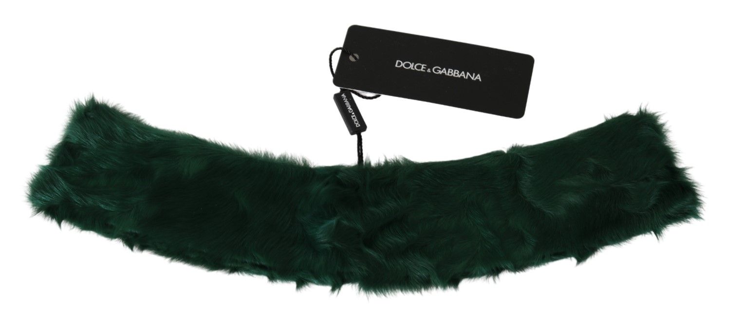 Green Fur Neck Collar Wrap Lambskin Scarf - Designed by Dolce & Gabbana Available to Buy at a Discounted Price on Moon Behind The Hill Online Designer Discount Store