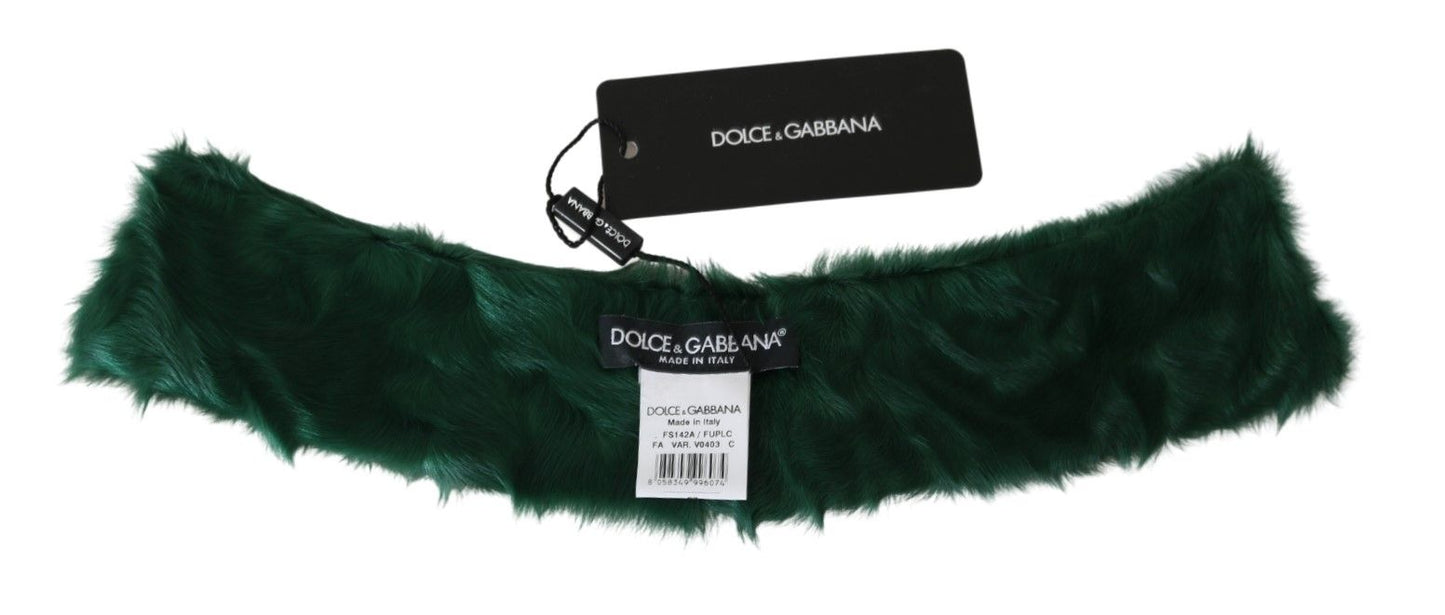 Green Fur Neck Collar Wrap Lambskin Scarf - Designed by Dolce & Gabbana Available to Buy at a Discounted Price on Moon Behind The Hill Online Designer Discount Store