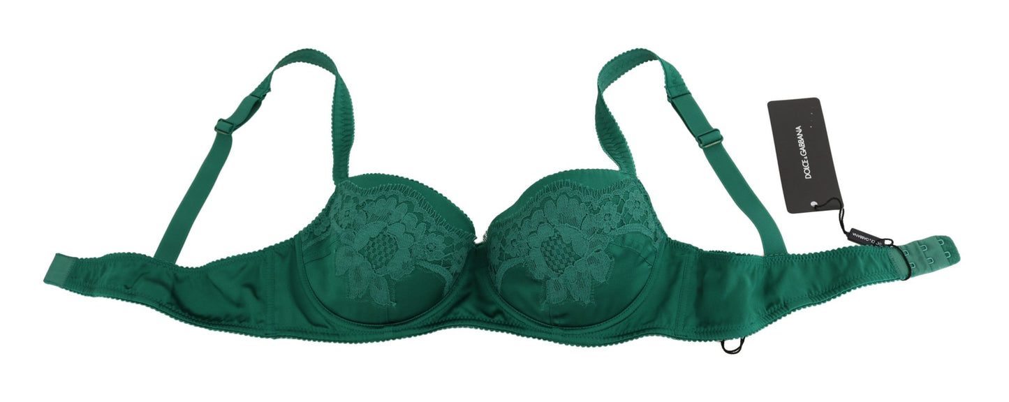 Green Silk Stretch Floral Lace Bra Underwear - Designed by Dolce & Gabbana Available to Buy at a Discounted Price on Moon Behind The Hill Online Designer Discount Store