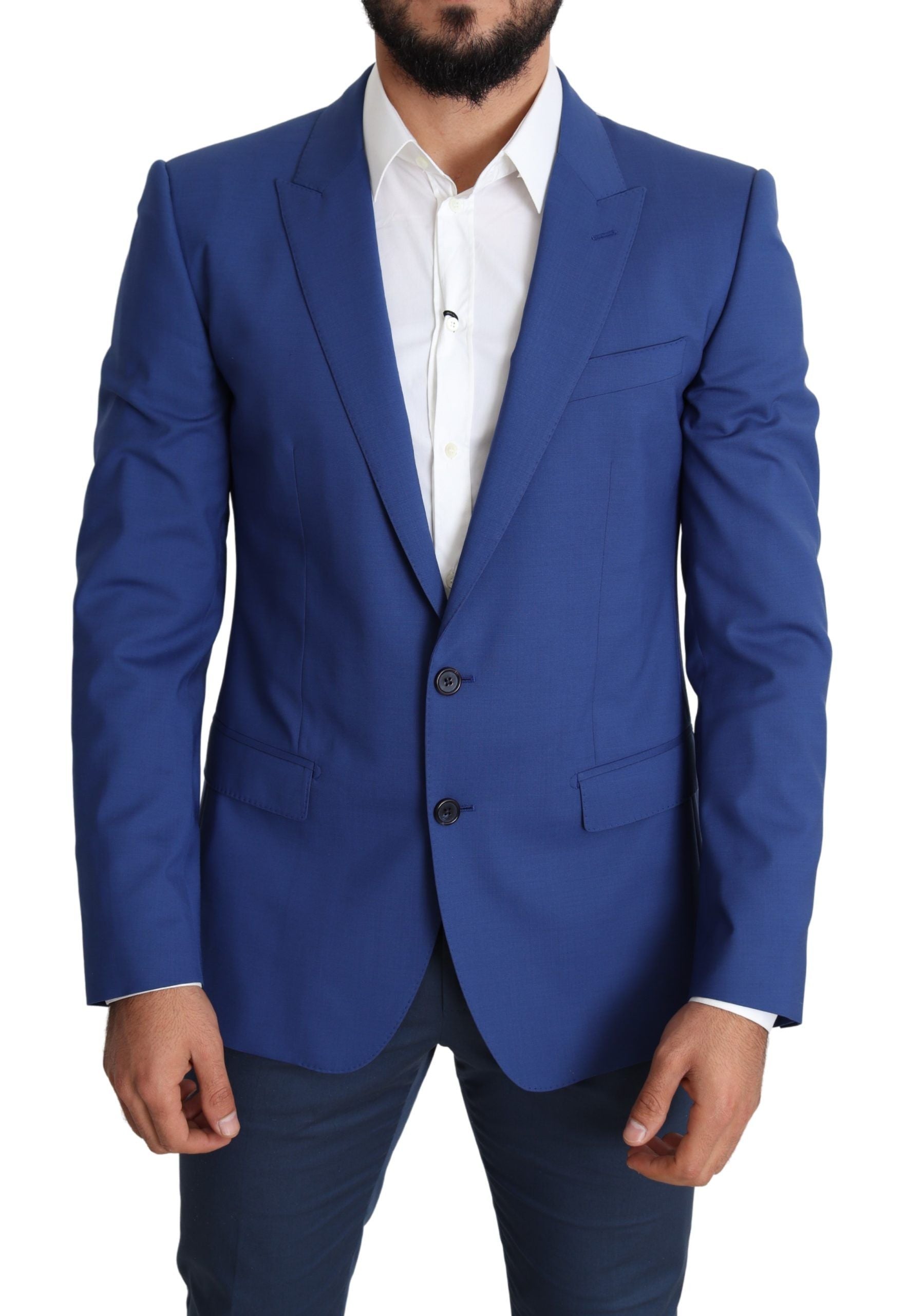 Blue Wool Single Breasted Coat MARTINI Blazer - Designed by Dolce & Gabbana Available to Buy at a Discounted Price on Moon Behind The Hill Online Designer Discount Store