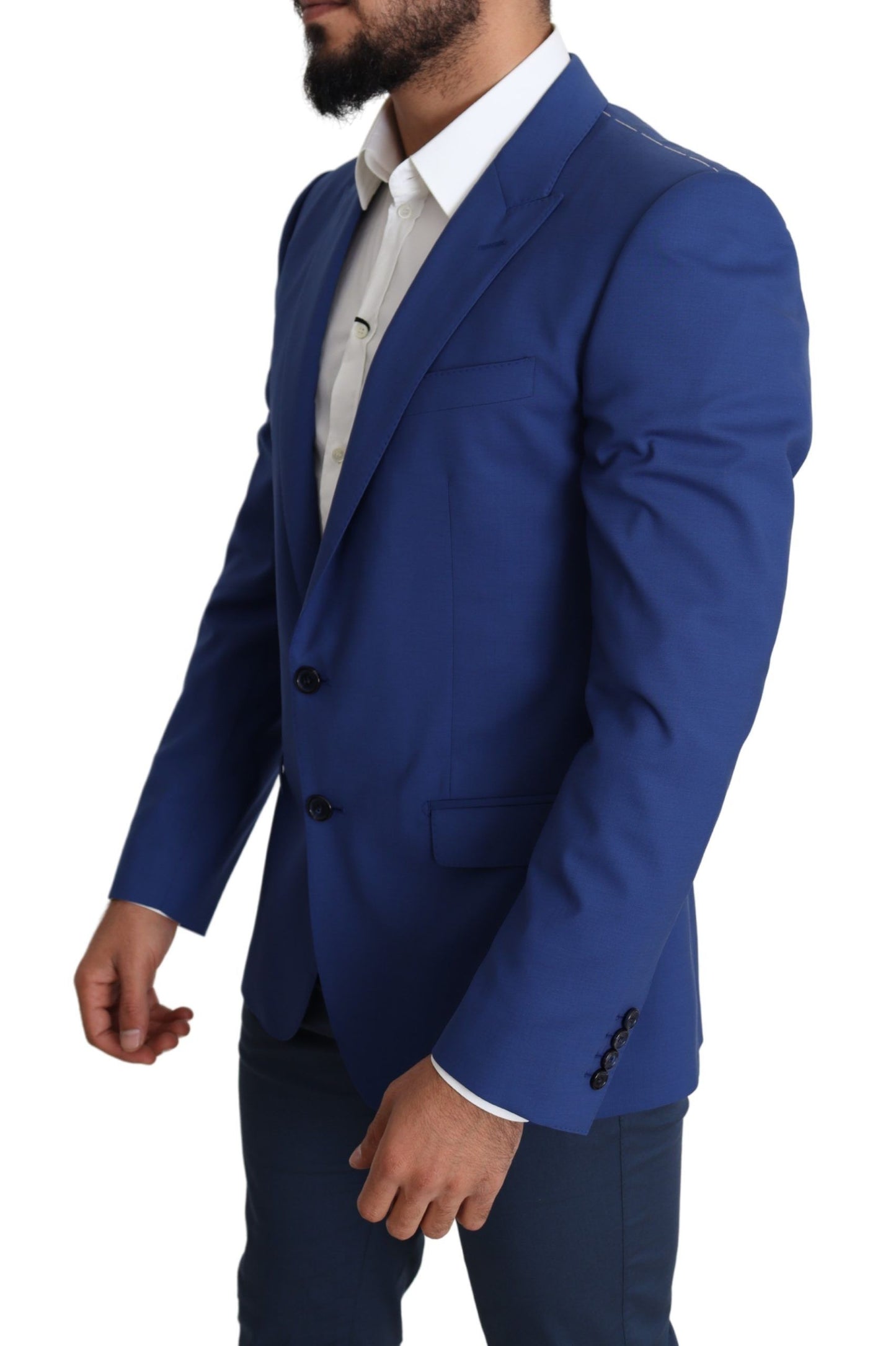 Blue Wool Single Breasted Coat MARTINI Blazer - Designed by Dolce & Gabbana Available to Buy at a Discounted Price on Moon Behind The Hill Online Designer Discount Store