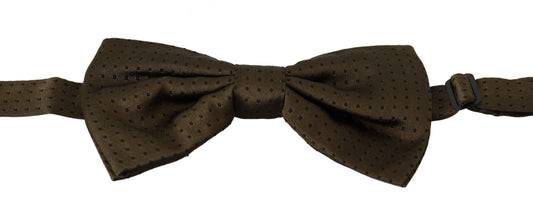 Brown Polka Dots Silk Adjustable Neck Papillon Men Bow Tie - Designed by Dolce & Gabbana Available to Buy at a Discounted Price on Moon Behind The Hill Online Designer Discount Store