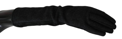 Black Grey Mid Arm Length Mittens Wool Gloves - Designed by Dolce & Gabbana Available to Buy at a Discounted Price on Moon Behind The Hill Online Designer Discount Store