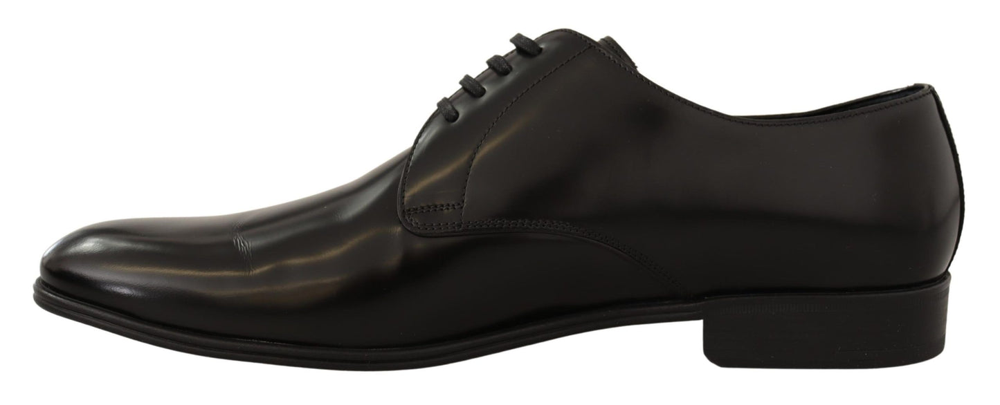 Black Leather Lace Up Men Dress Derby Shoes - Designed by Dolce & Gabbana Available to Buy at a Discounted Price on Moon Behind The Hill Online Designer Discount Store