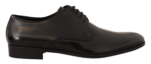 Black Leather Lace Up Men Dress Derby Shoes - Designed by Dolce & Gabbana Available to Buy at a Discounted Price on Moon Behind The Hill Online Designer Discount Store