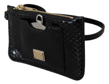 Black Leather Coin Purse Wristlet Mirror Agnese Wallet - Designed by Dolce & Gabbana Available to Buy at a Discounted Price on Moon Behind The Hill Online Designer Discount Store