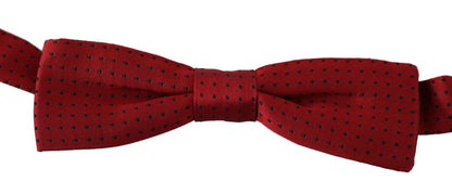 Red Dotted Silk Adjustable Neck Papillon Bow Tie