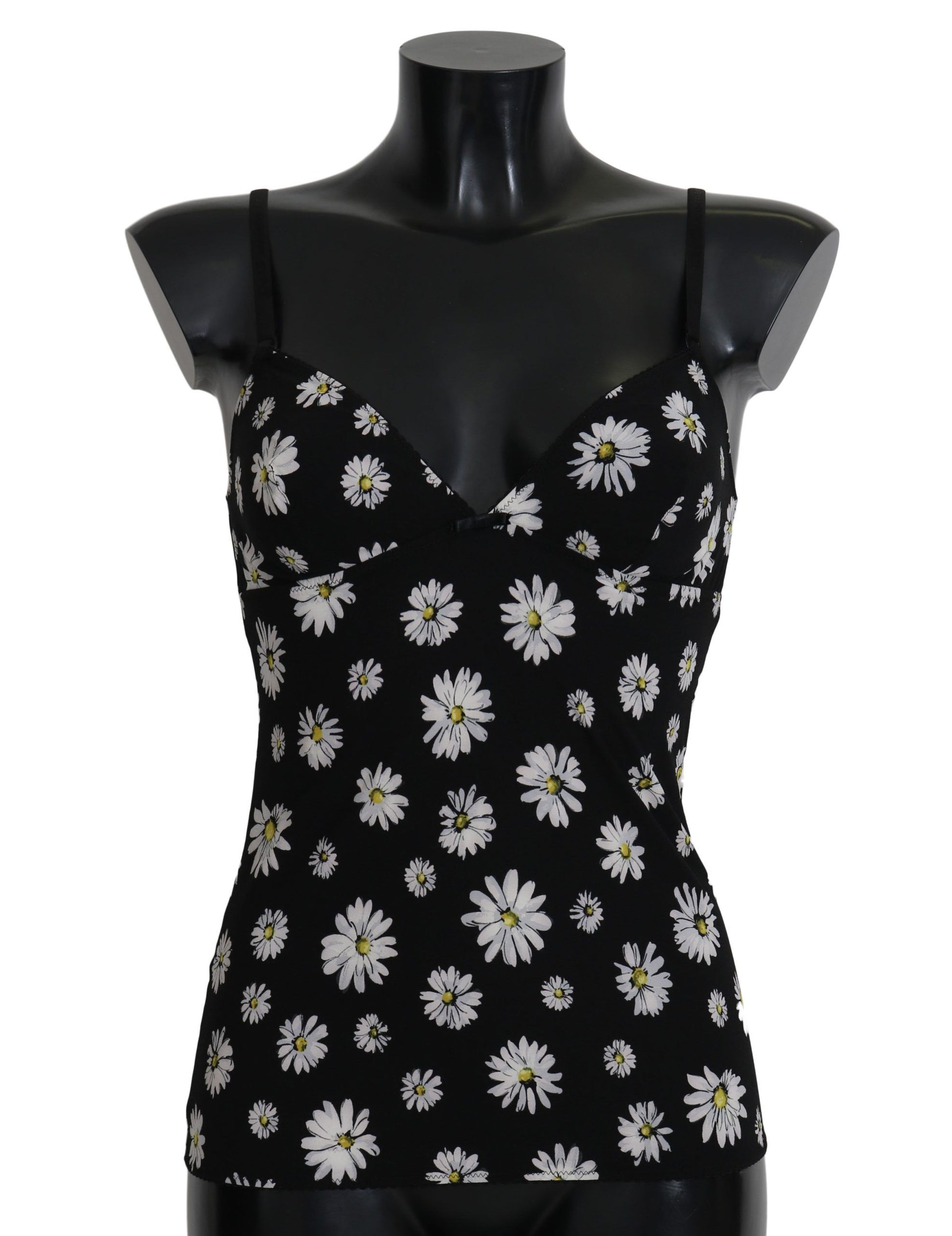 Black Daisy Print Dress Lingerie Chemisole - Designed by Dolce & Gabbana Available to Buy at a Discounted Price on Moon Behind The Hill Online Designer Discount Store