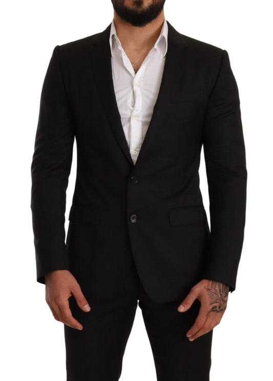 Dolce & Gabbana Men's Black Check MARTINI SLIM FIT 2 Piece Suit - Designed by Dolce & Gabbana Available to Buy at a Discounted Price on Moon Behind The Hill Online Designer Discount Store