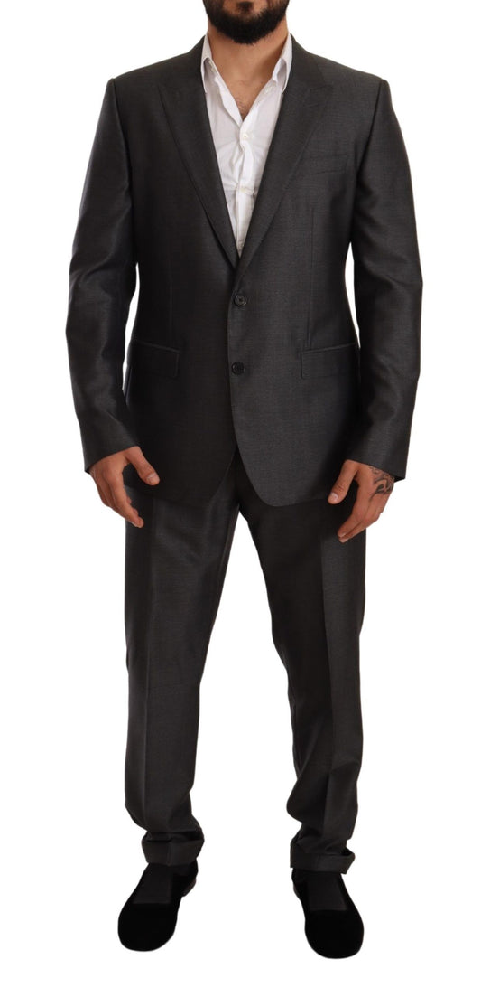 Dolce & Gabbana Men's Gray Slim Fit Wool Silk MARTINI Suit - Designed by Dolce & Gabbana Available to Buy at a Discounted Price on Moon Behind The Hill Online Designer Discount Store