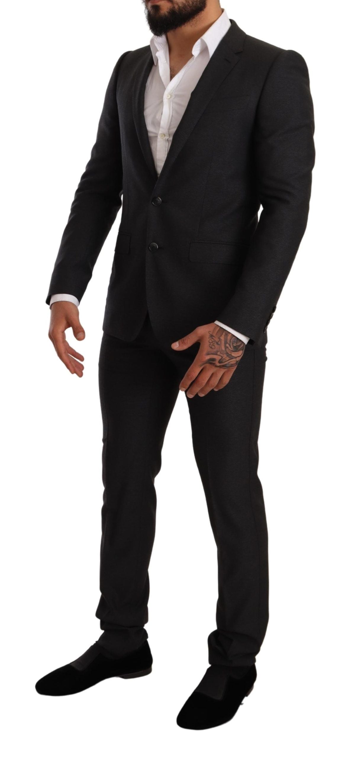 Dolce & Gabbana Men's Gray Wool MARTINI Slim Fit Set Suit - Designed by Dolce & Gabbana Available to Buy at a Discounted Price on Moon Behind The Hill Online Designer Discount Store