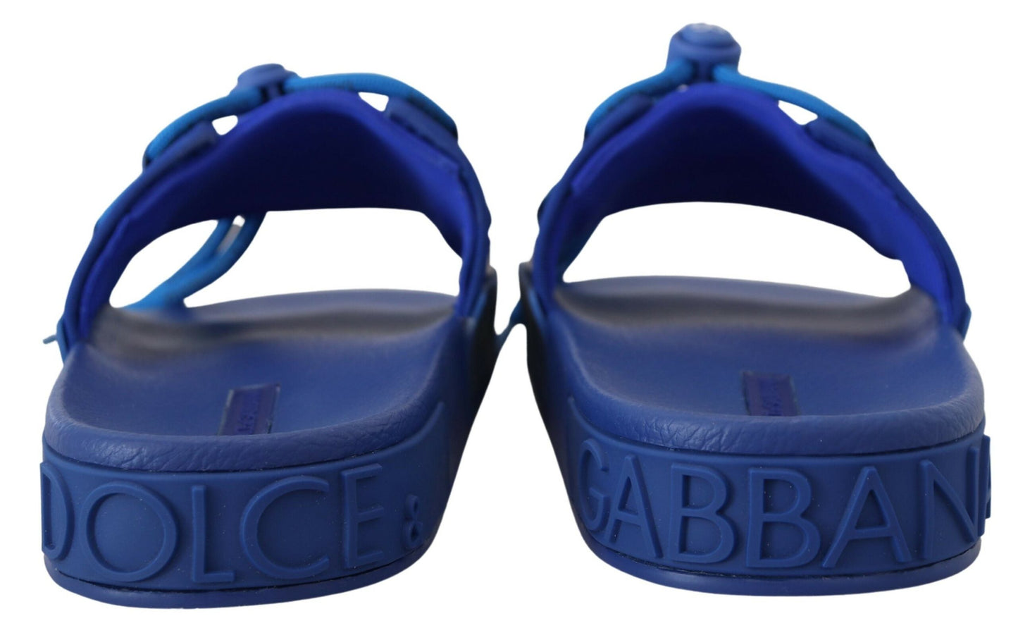 Dolce & Gabbana Men's Blue Stretch Rubber Sandals Slides Slip On Shoes - Designed by Dolce & Gabbana Available to Buy at a Discounted Price on Moon Behind The Hill Online Designer Discount St