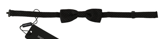 Black Polka Dots Silk Adjustable Neck Papillon Men Bow Tie - Designed by Dolce & Gabbana Available to Buy at a Discounted Price on Moon Behind The Hill Online Designer Discount Store