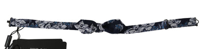 Navy Blue Floral Slim Adjustable Neck Papillon Men  Bow Tie designed by Dolce & Gabbana available from Moon Behind The Hill's Men's Accessories range