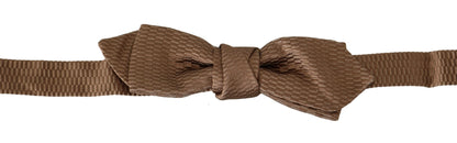 Men Brown Gold Adjustable Neck Papillon Bow Tie