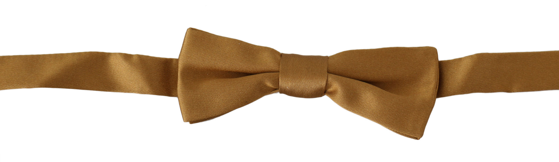 Gold 100% Silk Adjustable Neck Papillon Men Bow Tie - Designed by Dolce & Gabbana Available to Buy at a Discounted Price on Moon Behind The Hill Online Designer Discount Store