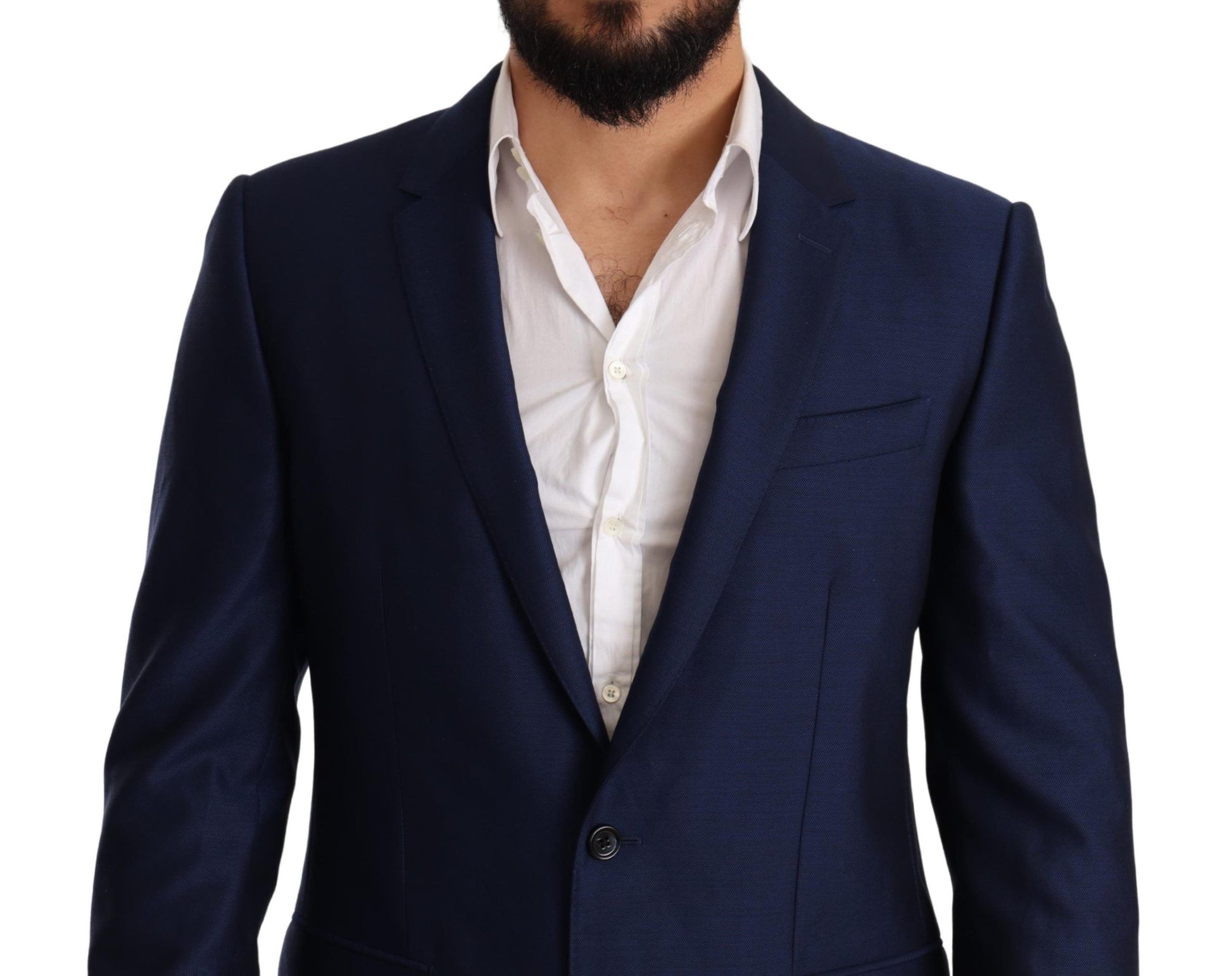 Blue Wool Slim Fit Coat MARTINI Blazer - Designed by Dolce & Gabbana Available to Buy at a Discounted Price on Moon Behind The Hill Online Designer Discount Store