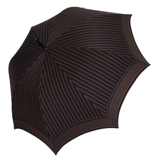 Brown Striped Leather Handle Collapsible Sartoria Umbrella