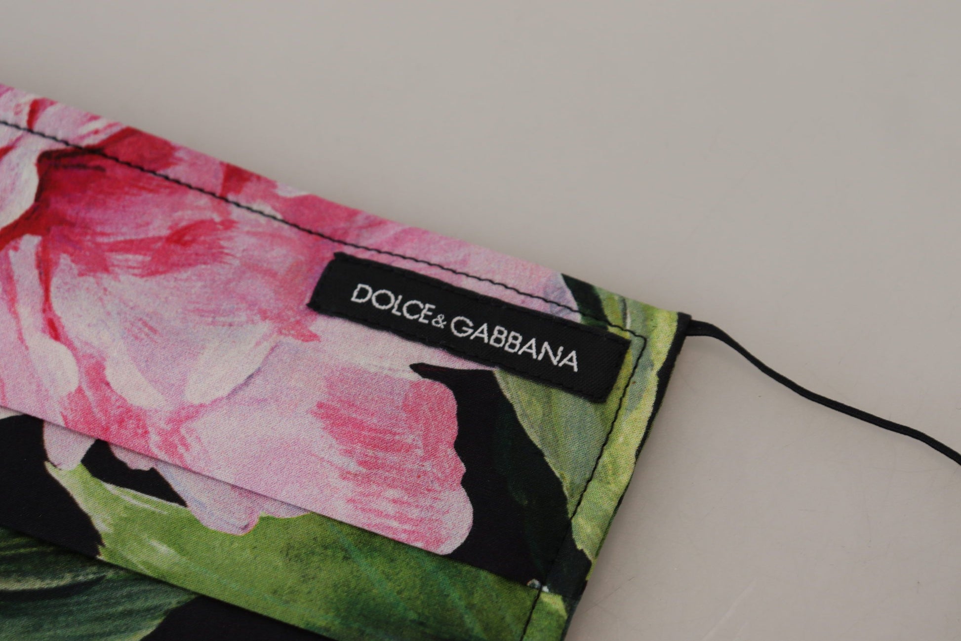 Black Floral Pleated Elastic Ear Strap Face Mask - Designed by Dolce & Gabbana Available to Buy at a Discounted Price on Moon Behind The Hill Online Designer Discount Store