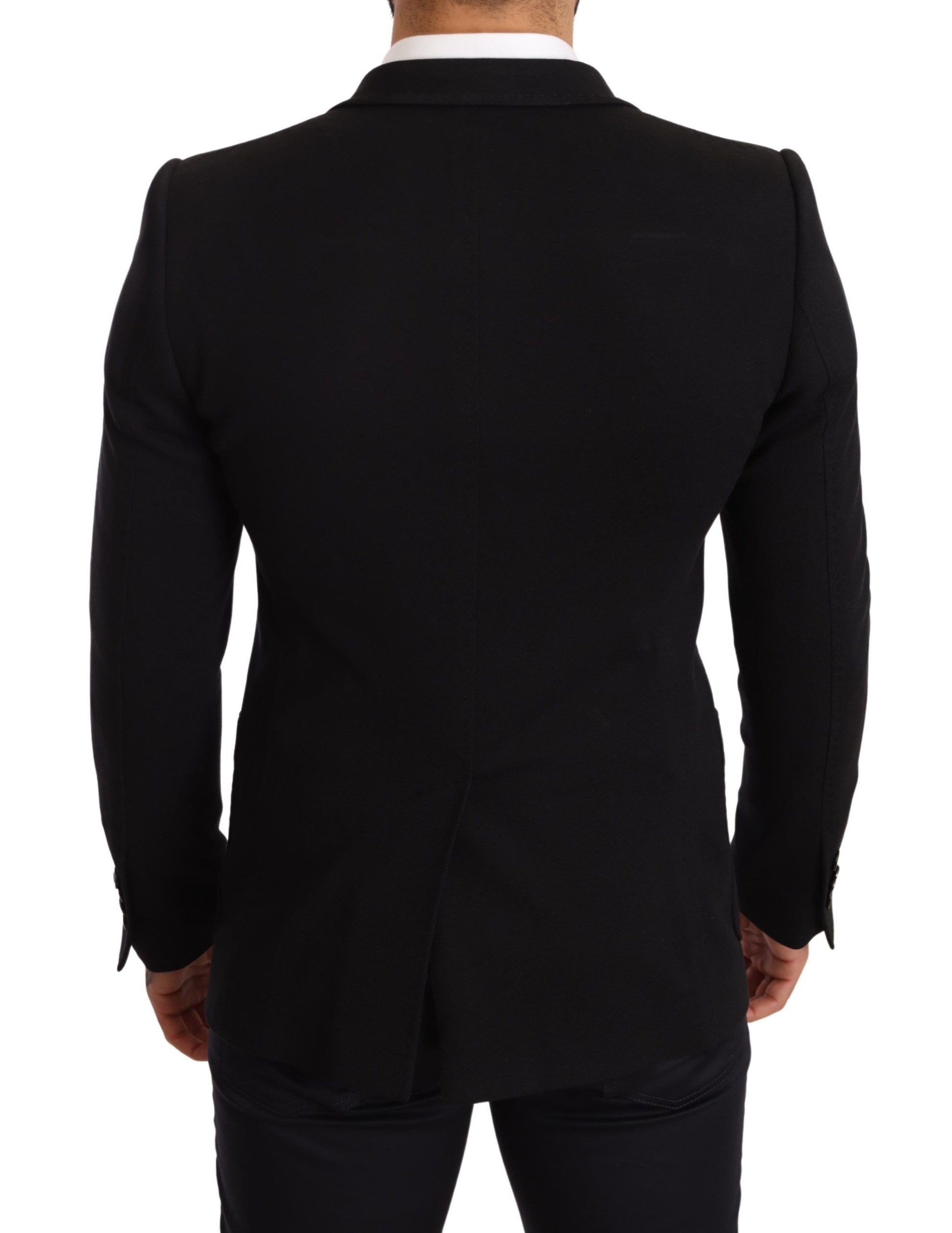 Black Cotton Slim Fit Coat Jacket  Blazer - Designed by Dolce & Gabbana Available to Buy at a Discounted Price on Moon Behind The Hill Online Designer Discount Store
