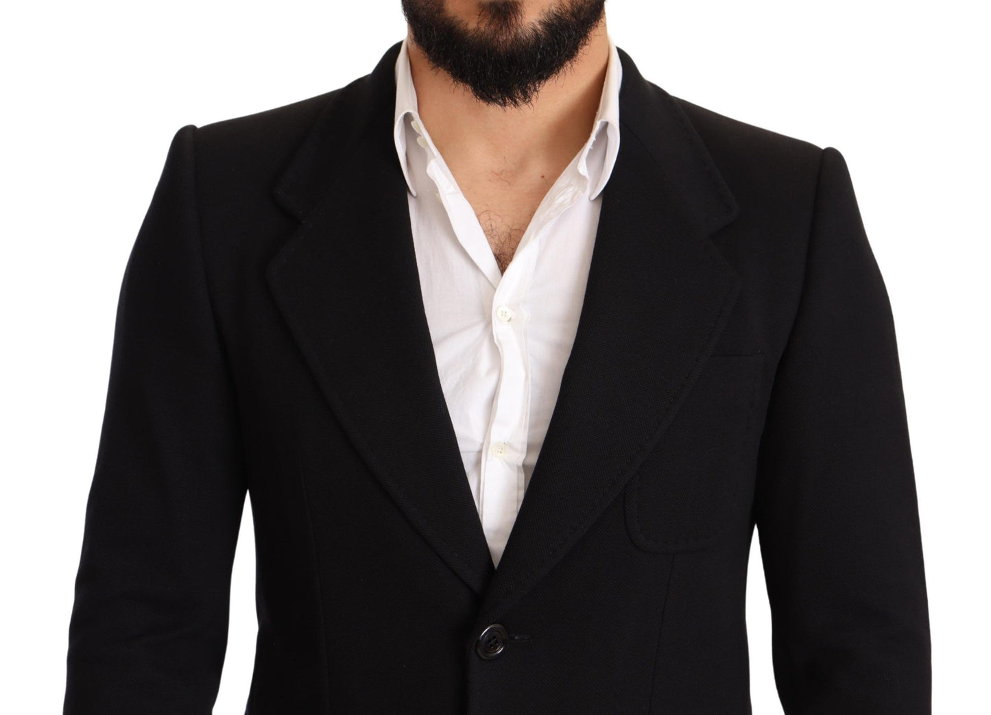 Black Cotton Slim Fit Coat Jacket  Blazer - Designed by Dolce & Gabbana Available to Buy at a Discounted Price on Moon Behind The Hill Online Designer Discount Store