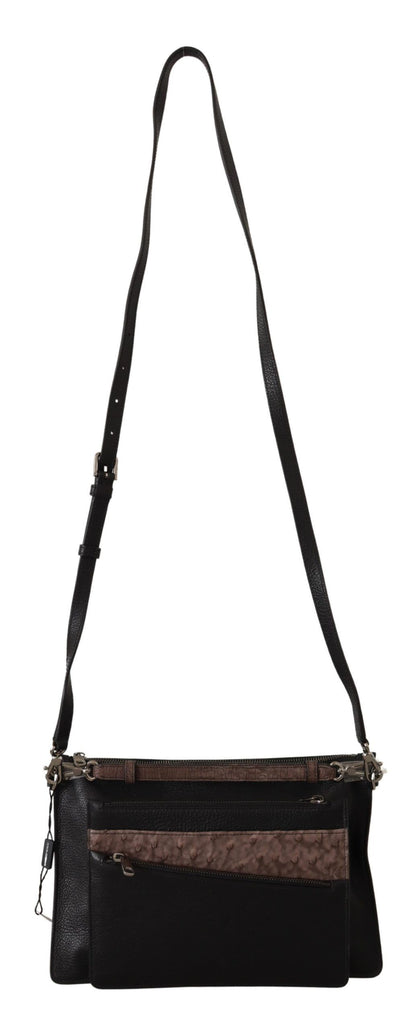 Black Exotic Leather Shoulder Sling Alta Sartoria Bag - Designed by Dolce & Gabbana Available to Buy at a Discounted Price on Moon Behind The Hill Online Designer Discount Store