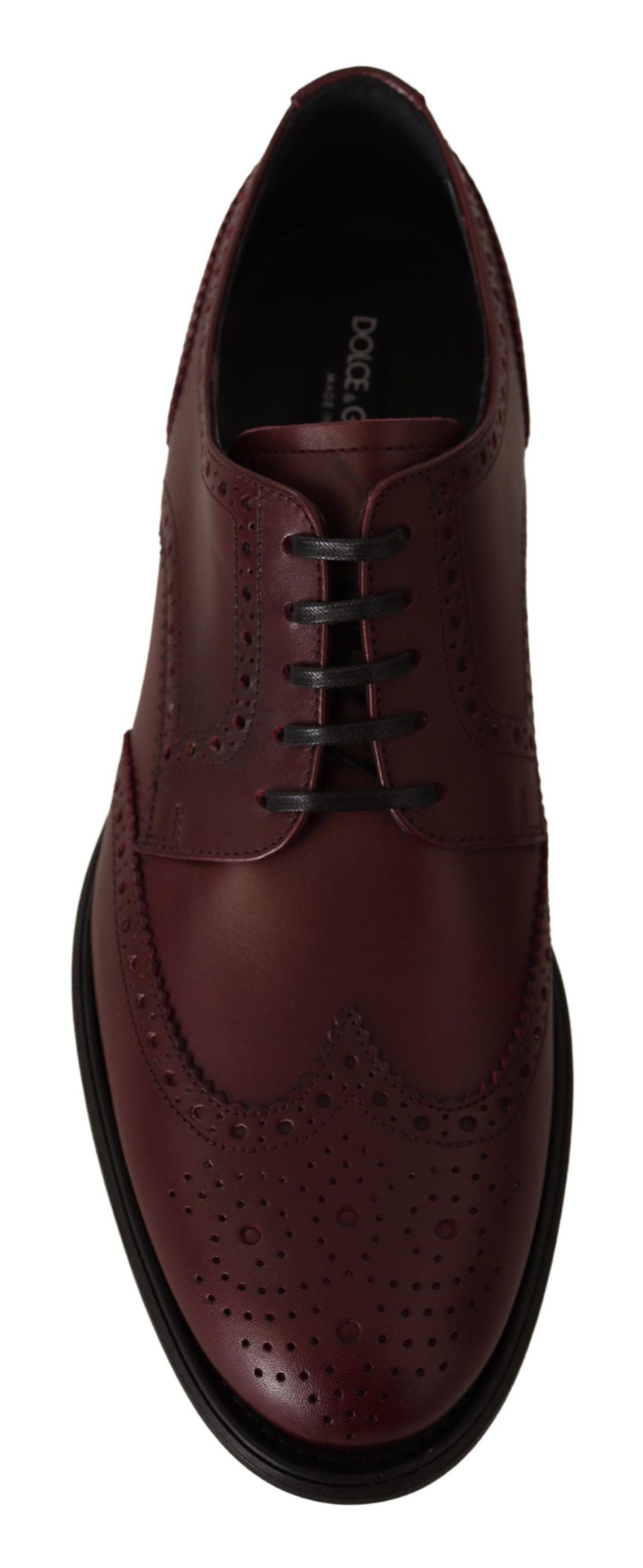 Dolce & Gabbana Bordeaux Leather Oxford Wingtip Formal Shoes - Designed by Dolce & Gabbana Available to Buy at a Discounted Price on Moon Behind The Hill Online Designer Discount Store