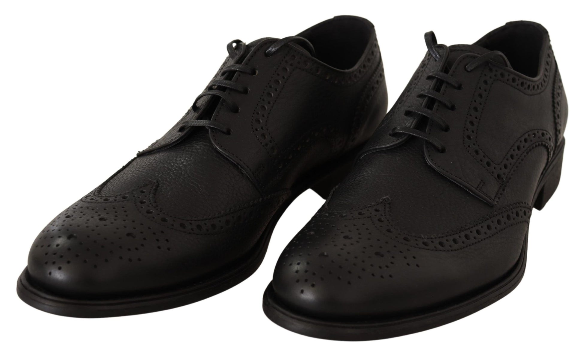 Black Leather Oxford Wingtip Formal Dress Shoes - Designed by Dolce & Gabbana Available to Buy at a Discounted Price on Moon Behind The Hill Online Designer Discount Store