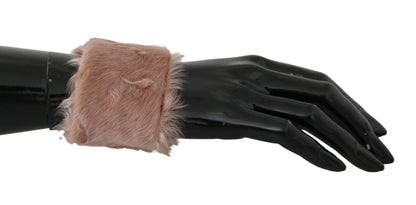 Beige Cuff Women 100% Lamb Fur Bracelet - Designed by Dolce & Gabbana Available to Buy at a Discounted Price on Moon Behind The Hill Online Designer Discount Store