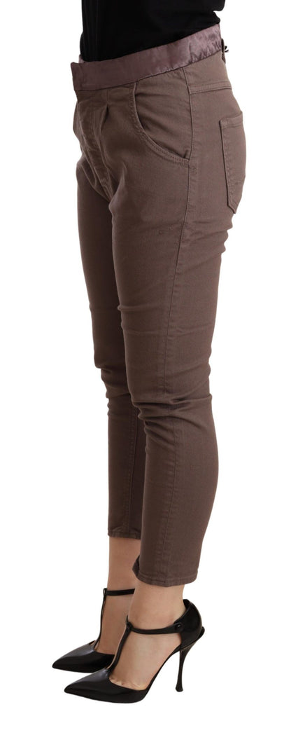 Brown Mid Waist Cropped Skinny Stretch Trouser - Designed by CYCLE Available to Buy at a Discounted Price on Moon Behind The Hill Online Designer Discount Store