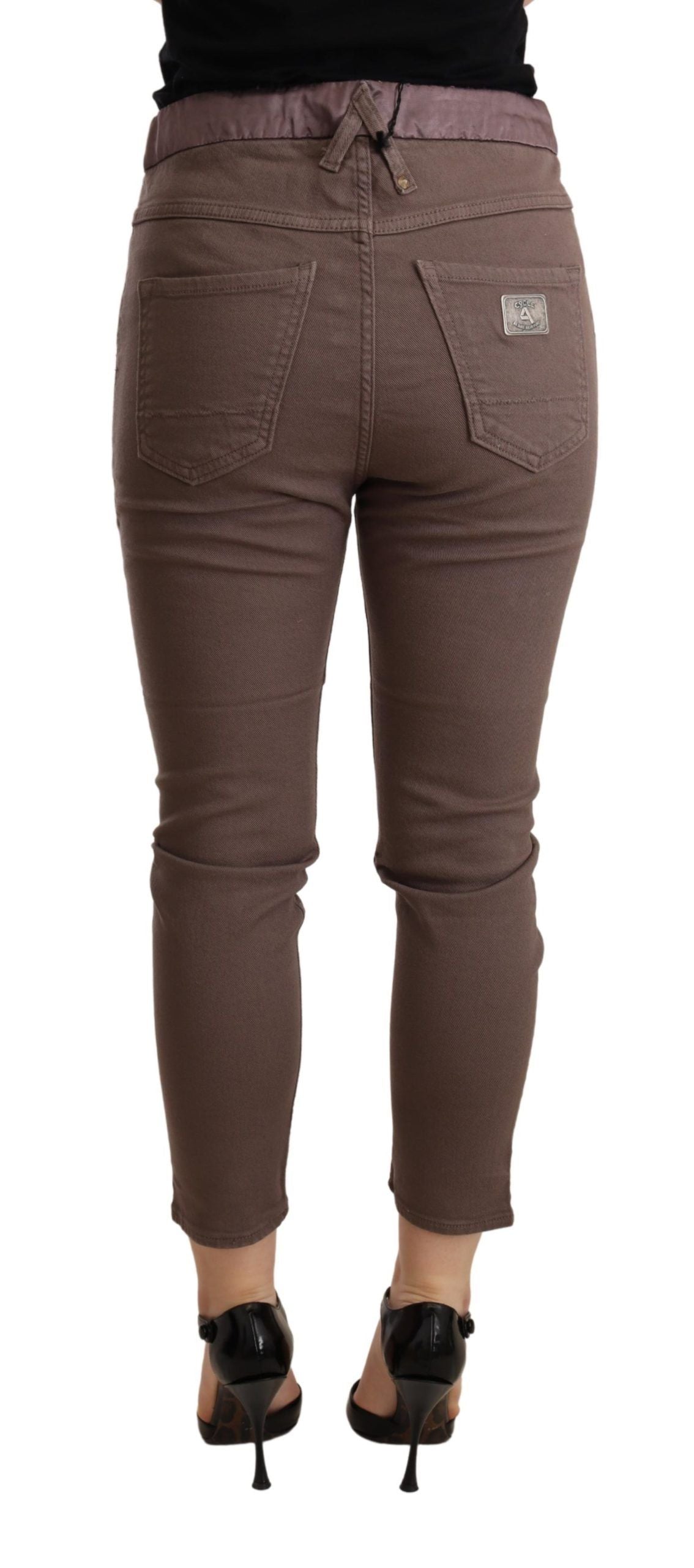 Brown Mid Waist Cropped Skinny Stretch Trouser - Designed by CYCLE Available to Buy at a Discounted Price on Moon Behind The Hill Online Designer Discount Store