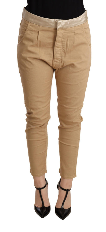 Beige Mid Waist Slim Fit Skinny Stretch Trouser - Designed by CYCLE Available to Buy at a Discounted Price on Moon Behind The Hill Online Designer Discount Store