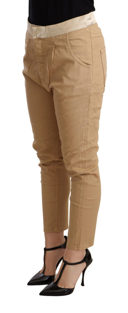 Beige Mid Waist Slim Fit Skinny Stretch Trouser - Designed by CYCLE Available to Buy at a Discounted Price on Moon Behind The Hill Online Designer Discount Store