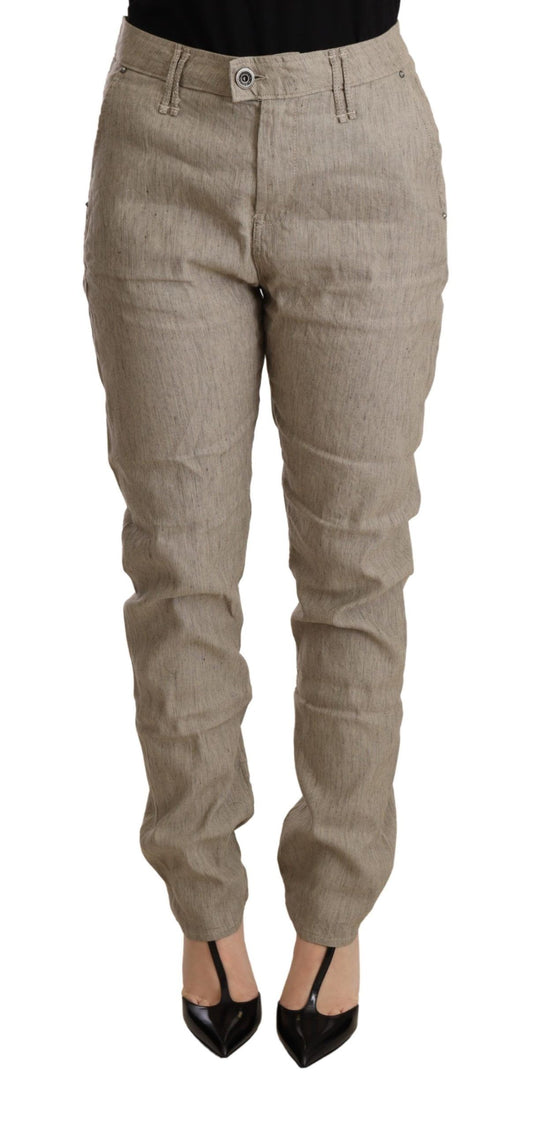 Beige Mid Waist Casual Baggy Stretch Trouser - Designed by CYCLE Available to Buy at a Discounted Price on Moon Behind The Hill Online Designer Discount Store