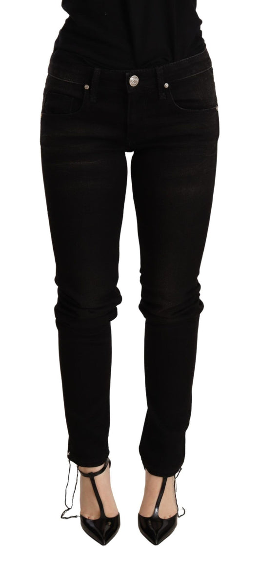 Black Low Waist Skinny Denim Trouser - Designed by Acht Available to Buy at a Discounted Price on Moon Behind The Hill Online Designer Discount Store