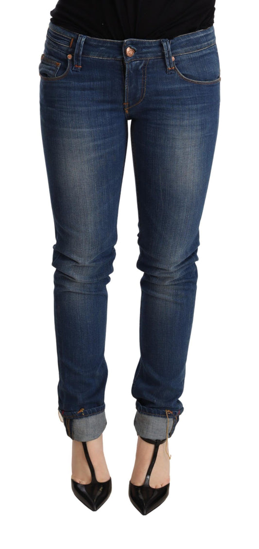 Blue Washed Low Waist Skinny Denim Jeans Pant - Designed by Acht Available to Buy at a Discounted Price on Moon Behind The Hill Online Designer Discount Store
