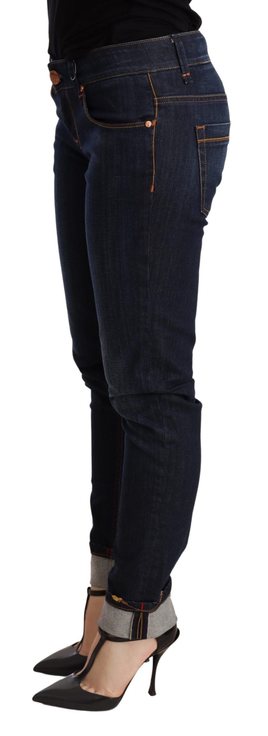 Blue Washed Low Waist Skinny Denim Trouser - Designed by Acht Available to Buy at a Discounted Price on Moon Behind The Hill Online Designer Discount Store