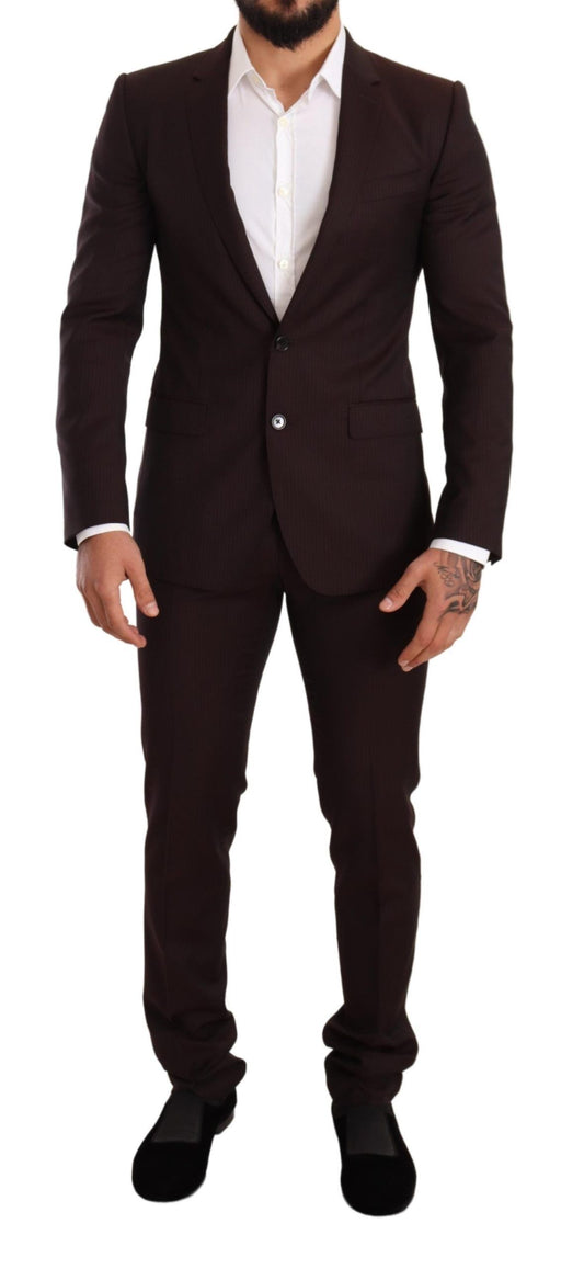 Dolce & Gabbana Men's Bordeaux Wool MARTINI Slim Fit Suit - Designed by Dolce & Gabbana Available to Buy at a Discounted Price on Moon Behind The Hill Online Designer Discount Store