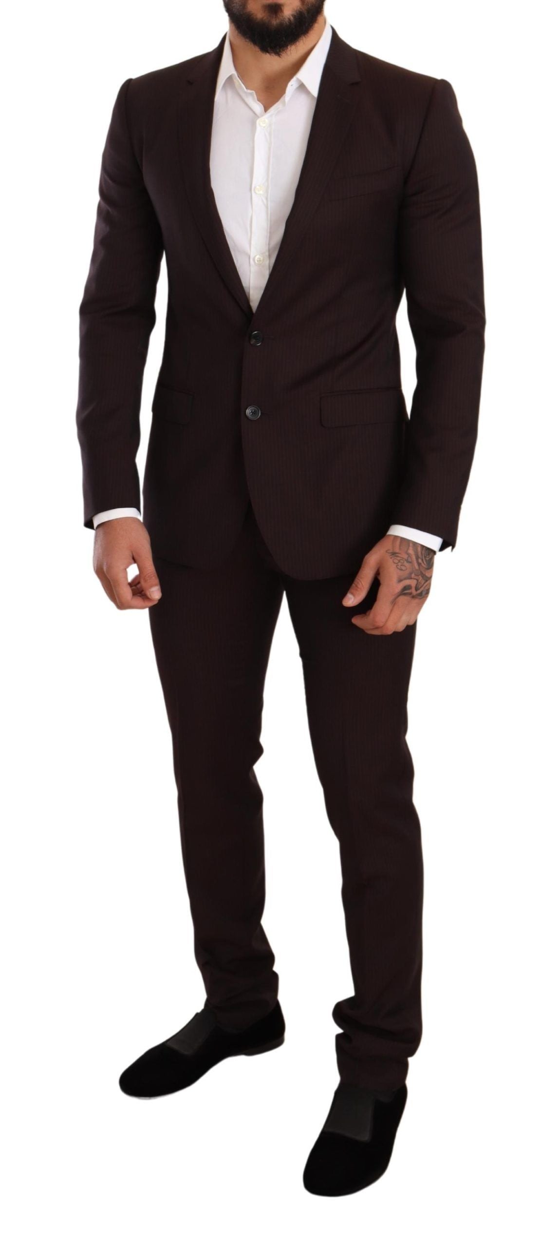 Dolce & Gabbana Men's Bordeaux Wool MARTINI Slim Fit Suit - Designed by Dolce & Gabbana Available to Buy at a Discounted Price on Moon Behind The Hill Online Designer Discount Store